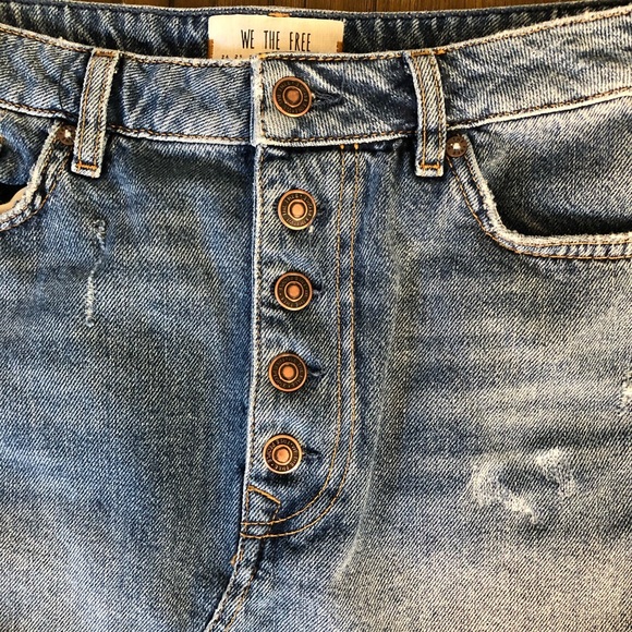 We The Free Button fly distressed denim skirt - Picture 2 of 8